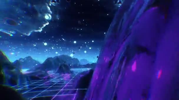 Futuristic flight through trippy dream, landscape seamless loop. High quality VJ — Stock Video