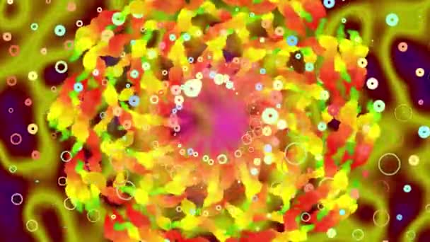 Bunga kaleidoskop terang dengan bentuk mempesona bercahaya loop trippy — Stok Video