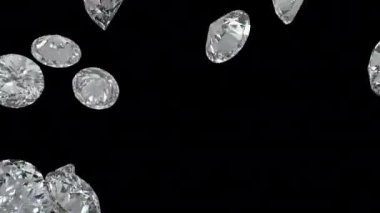 Siyah zemin üzerine düşen elmaslar alfa mat ile kusursuz döngü