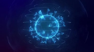 Gerçekçi roman Coronavirus 2019-nCov mavi dijital ızgarasız döngü