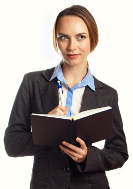 Genç işkadını onun Organizer'da yazma 