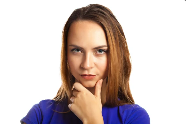 Portrait of a beautiful young woman looking at the camera and sm — Stock Photo, Image