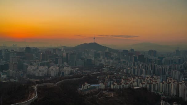 Timelapse Mañana Paisaje Urbano Capital Corea Del Sur Punto Vista — Vídeo de stock