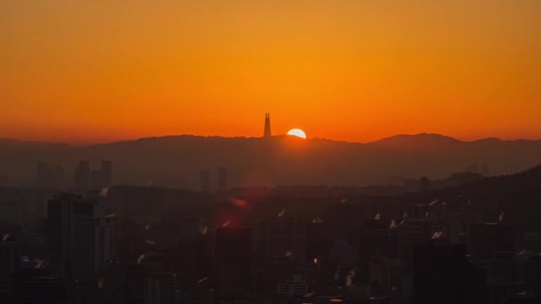 Sonnenaufgang Über Seoul Stadtbild Aussichtspunkt Ansan Berg Südkorea — Stockvideo