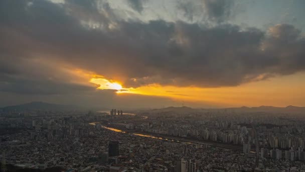 Time Lapse Prachtige Hemel Van Seoul Stad Skyline Tonen Oriëntatiepunt — Stockvideo