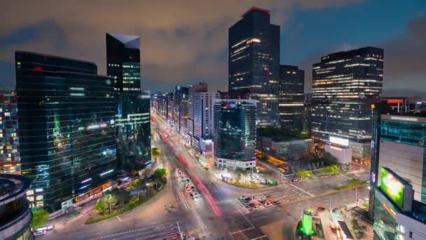 Seul Centrum Miasta Czas Upływu Piękny Widok Powietrza Gangnam Sqarea — Wideo stockowe