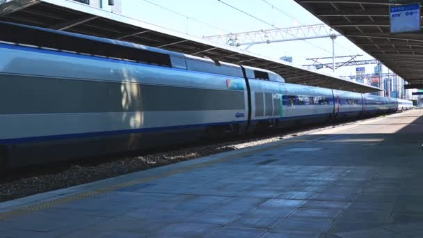 Ktx Hochgeschwindigkeitszug Auf Dem Seoul Station Südkorea — Stockvideo