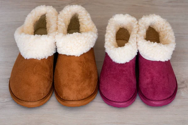 Female Male Warm Slippers Family Concept High Quality Photo — Stock Photo, Image