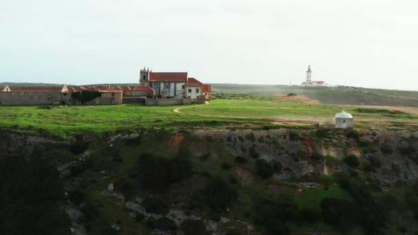 Veduta aerea del Santuario de Nossa Senhora do Cabo Espichel, Sesimbra, Portogallo — Video Stock