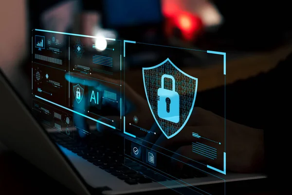 Elementos Esenciales Seguridad Cibernética Prevención Delitos Digitales Por Parte Hackers —  Fotos de Stock