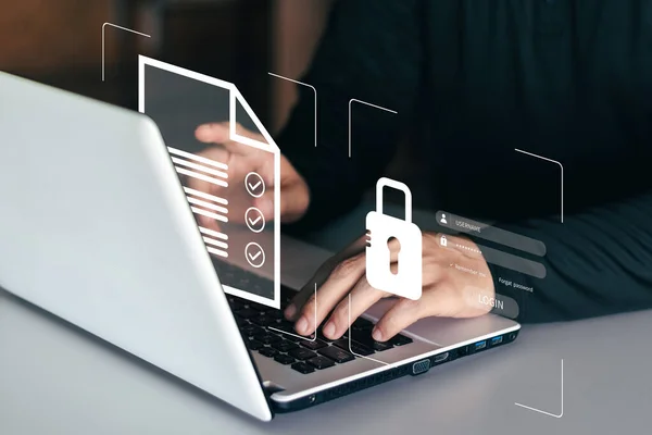 Begreppet Cybersäkerhet Informationssäkerhet Och Kryptering Säker Tillgång Till Användarens Personliga — Stockfoto