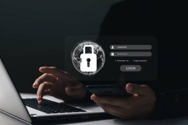 Siber güvenlik gereksinimleri, anonim hackerlar tarafından dijital suç önleme, kişisel veri güvenliği ve bankacılık ve finans.