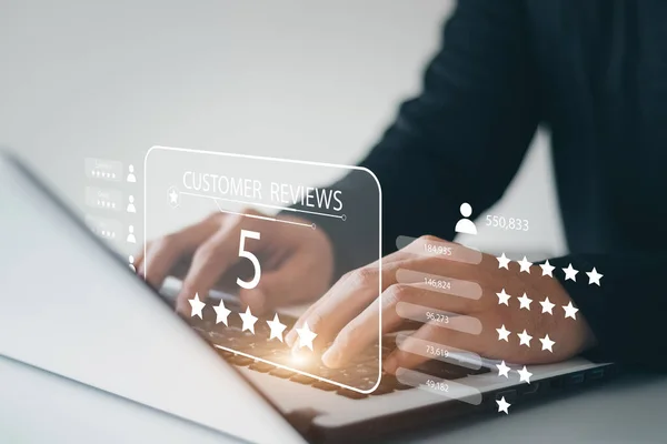 Customer Reviews Good Rating Ideas Avaliações Clientes Por Cinco Estrelas — Fotografia de Stock