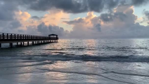 Sea Beach Pier Morning Sunrise Tropical Country — Stock Video