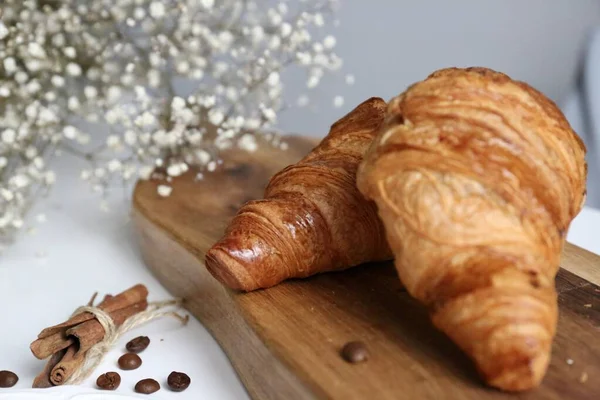 Croissants Desayuno Una Francia — Foto de Stock