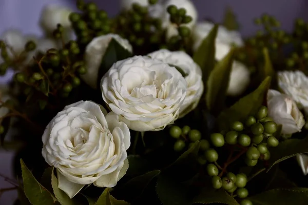 Beautiful Bouquet White Roses Garden — Stock Photo, Image