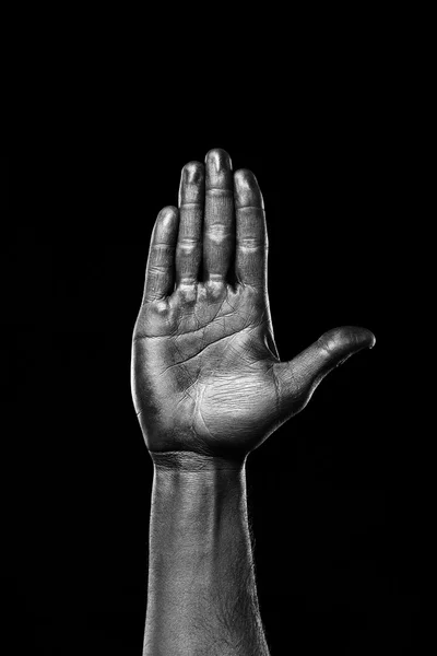Γκρι χέρι χειρονομία — Φωτογραφία Αρχείου