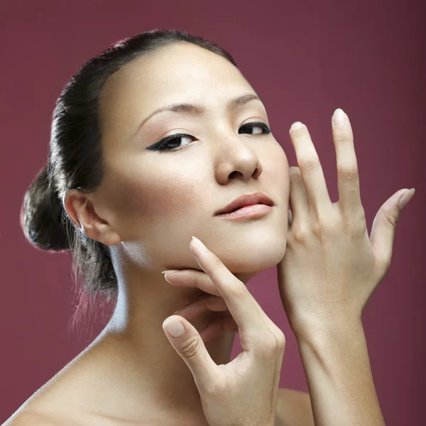 Asiatische Schönheit Gesicht Nahaufnahme Porträt — Stockfoto