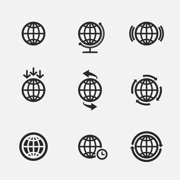 Reihe von Globus-Symbolen — Stockvektor