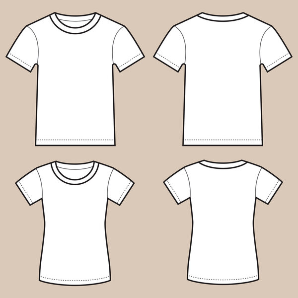 Set Of Blank Male And Female Shirts