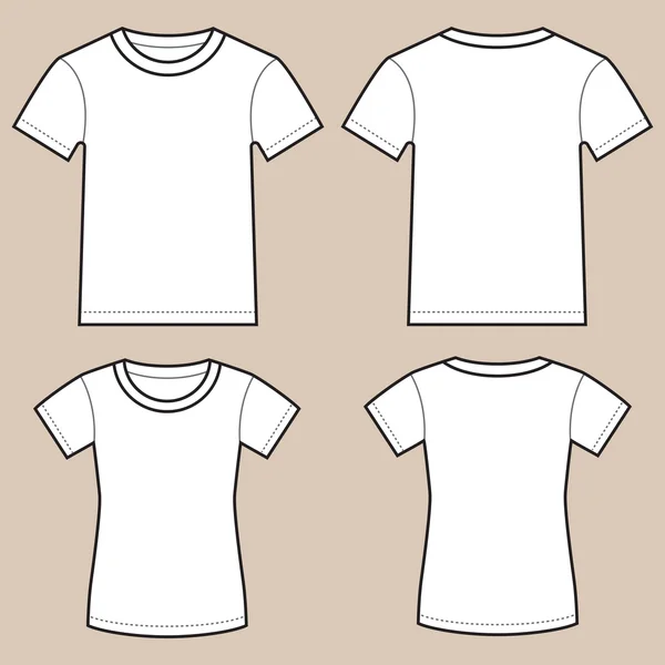 空白の男性と女性の t シャツのセット ロイヤリティフリーストックベクター