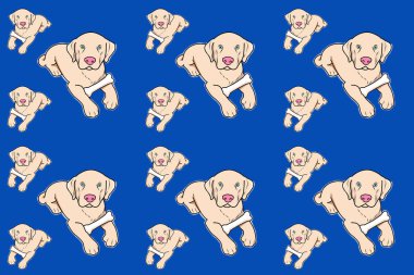 Mavi arka planda sevimli yalancı köpek ve kemik ile kusursuz desenler çizmek, kağıt, tekstil ve benzeri ambalajlarda kullanılabilir.