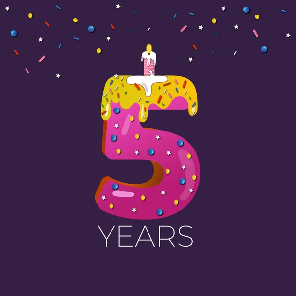 Años Aniversario Tarjeta Cumpleaños Invitación Birthday Cake Font Number Candle — Archivo Imágenes Vectoriales