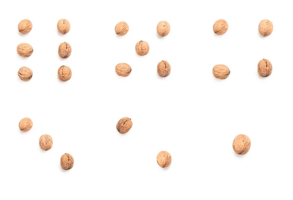 Walnuts dice numbers — Stock Photo, Image