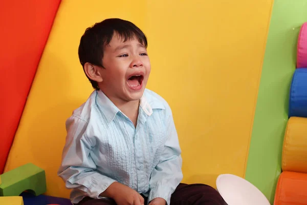 Smutný Malý Asijský Chlapec Pláče Asijské Dítě Rozčiluje Špatné Temperamentní — Stock fotografie