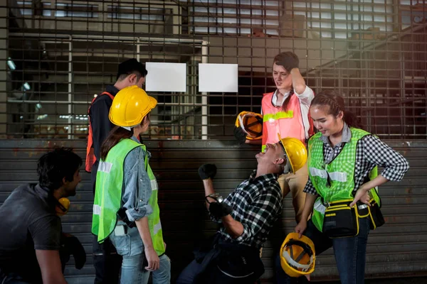 Industrial engineer workers feeling sad, depressed, disappointed because lost their job, unemployment during