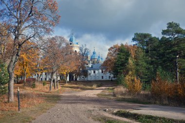 Ladoga Gölü üzerinde Adası Konevets. Manastır