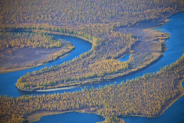 I meandri del fiume Moierokan e taiga — Foto Stock