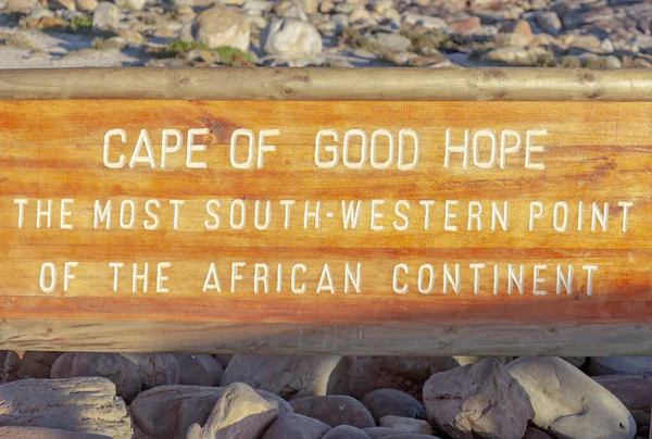 Capo Buona Speranza Punto Più Sudoccidentale Del Continente Africano Iscrizione — Foto Stock