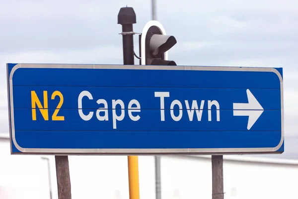 Silniční Značka Udávající Směr Pro Automobily Kapského Města Modrý Ukazatel — Stock fotografie