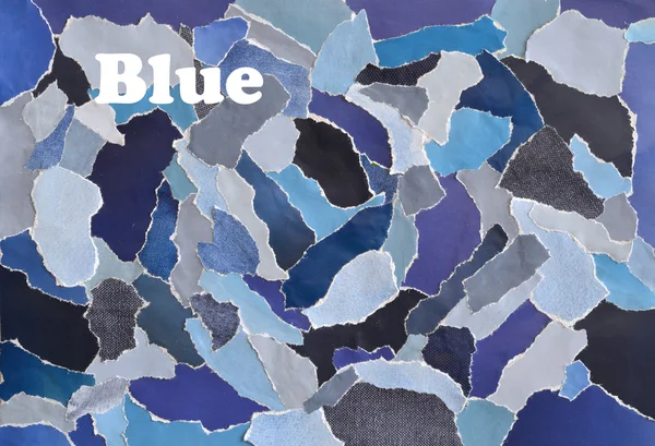 Δημιουργική ατμόσφαιρα φύλλο κολάζ Διοικητικό Συμβούλιο διάθεση τέχνης στην ιδέα χρώμα μπλε, γκρι, λευκό από έσκισε στα περιοδικό και έντυπα χαρτί με χρώματα και υφές — Φωτογραφία Αρχείου