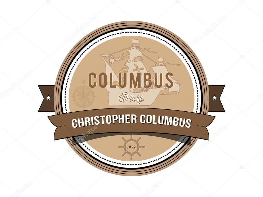 This vector image grunge stamp. Happy Columbus day in the United States.