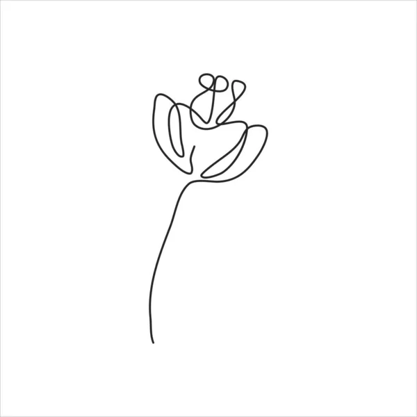 Одна Лінія Малюнок Весняної Квітки Безперервна Лінія Мистецтва — стоковий вектор