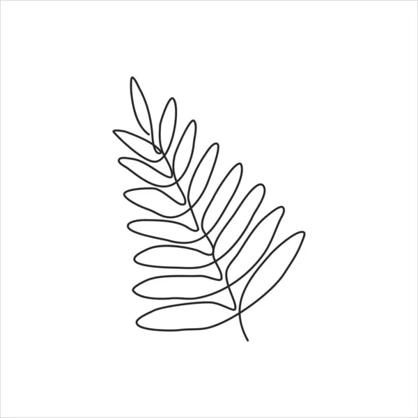 Dessin Une Ligne Feuilles Palmier Art Linéaire Continu — Image vectorielle