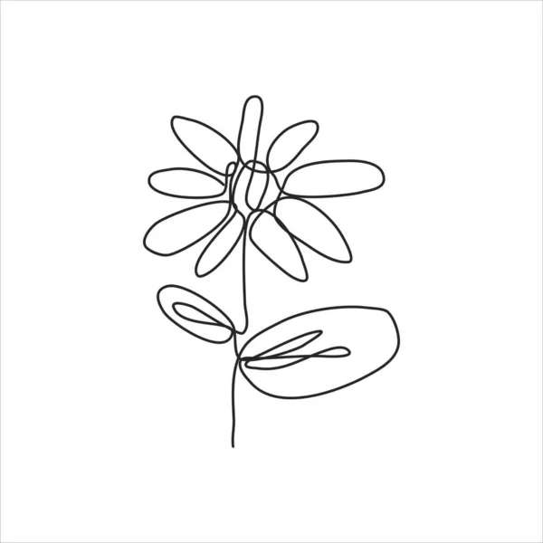 Μια Γραμμή Σχέδιο Του Ηλίανθου Λουλούδι Συνεχή Τέχνη Γραμμή — Διανυσματικό Αρχείο