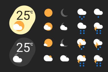 gereçler ve uygulama kiti için hava durumu simgesi. android 12 modern trend tarzı