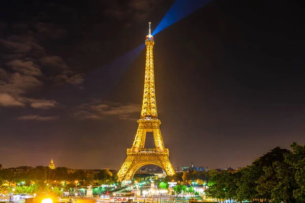 Eiffel Tower Illuminated Night All Golden Champs Mars Paris France — Stock Photo, Image