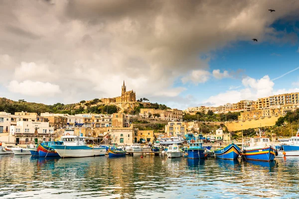 Puerto Isla Gozo Con Sus Barcos Pesca Malta Extremo Sur — Foto de Stock