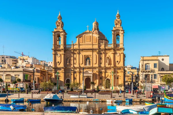 Малая Гавань Барочная Церковь Слиме Острове Мальта — стоковое фото