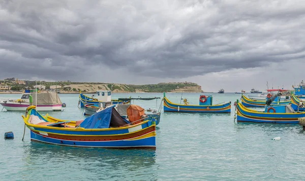 Barcos Pesca Típicos Aldeia Marsaxlokk Ilha Malta — Fotografia de Stock