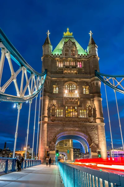 Londra Ngiltere Ngiltere Gece Muhteşem Kule Köprüsü — Stok fotoğraf