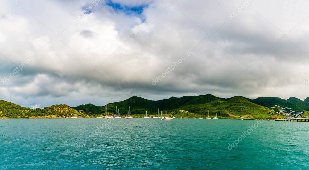 Natural landscapes on the island of Saint Martin in the Caribbean