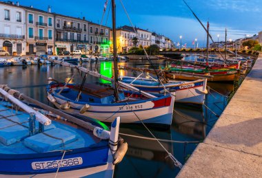 Quays and the royal canal in Sete, in the early morning, in Herault, in Occitanie, France