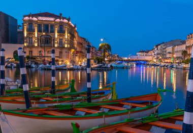 Quays and the royal canal in Sete, in the early morning, in Herault, in Occitanie, France