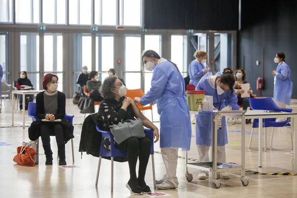 Rome Italy February 2021 First Day Mass Vaccination Teachers Who — Stock Photo, Image