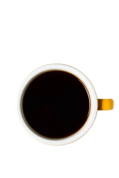 Samostatný Šálek Černé Kávy Vystřelen Shora — Stock fotografie